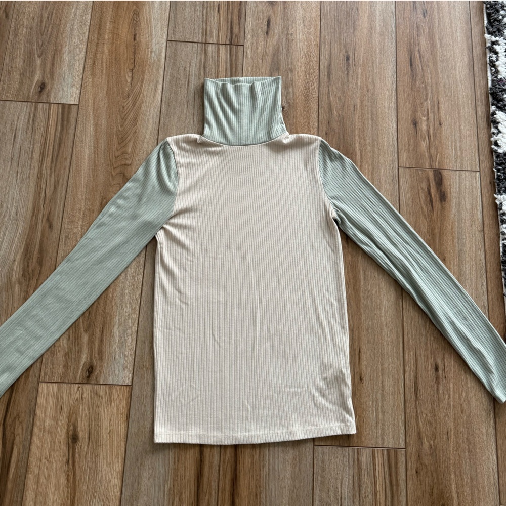 Sage green and oatmeal turtleneck